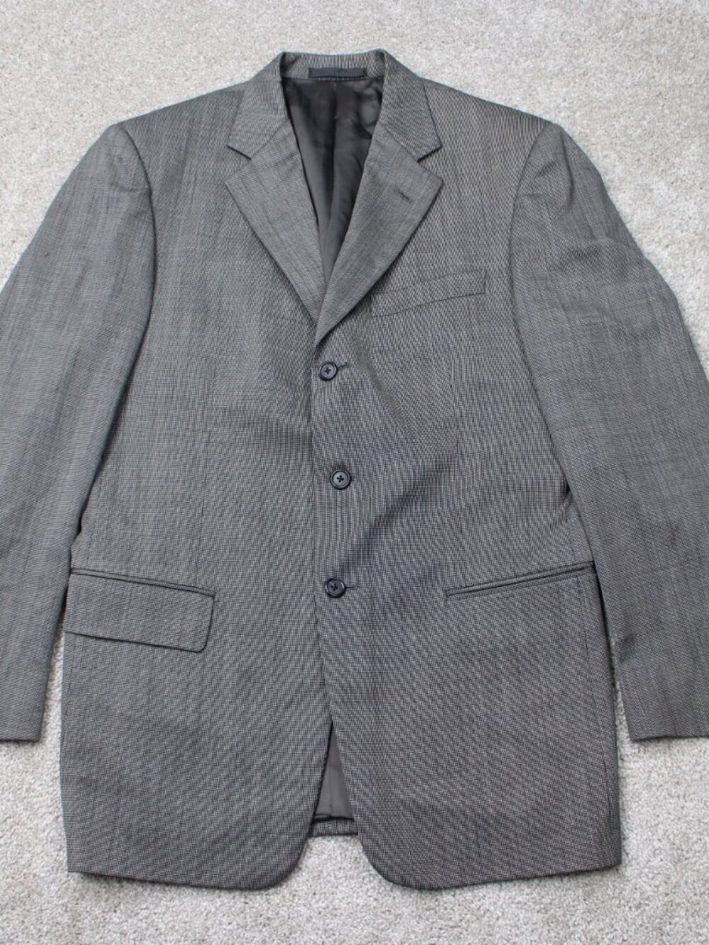 Vintage GIVENCHY MONSIEUR Blazer Mens 38 Gray Houndstooth Pollino Wool Jacket
